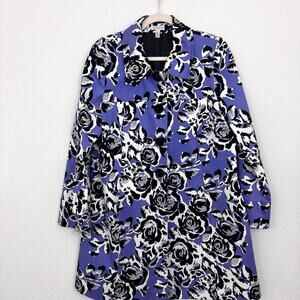 Madison Womens Cotton Jacket Size L Floral Artsy Career Classic Purple Blackflor